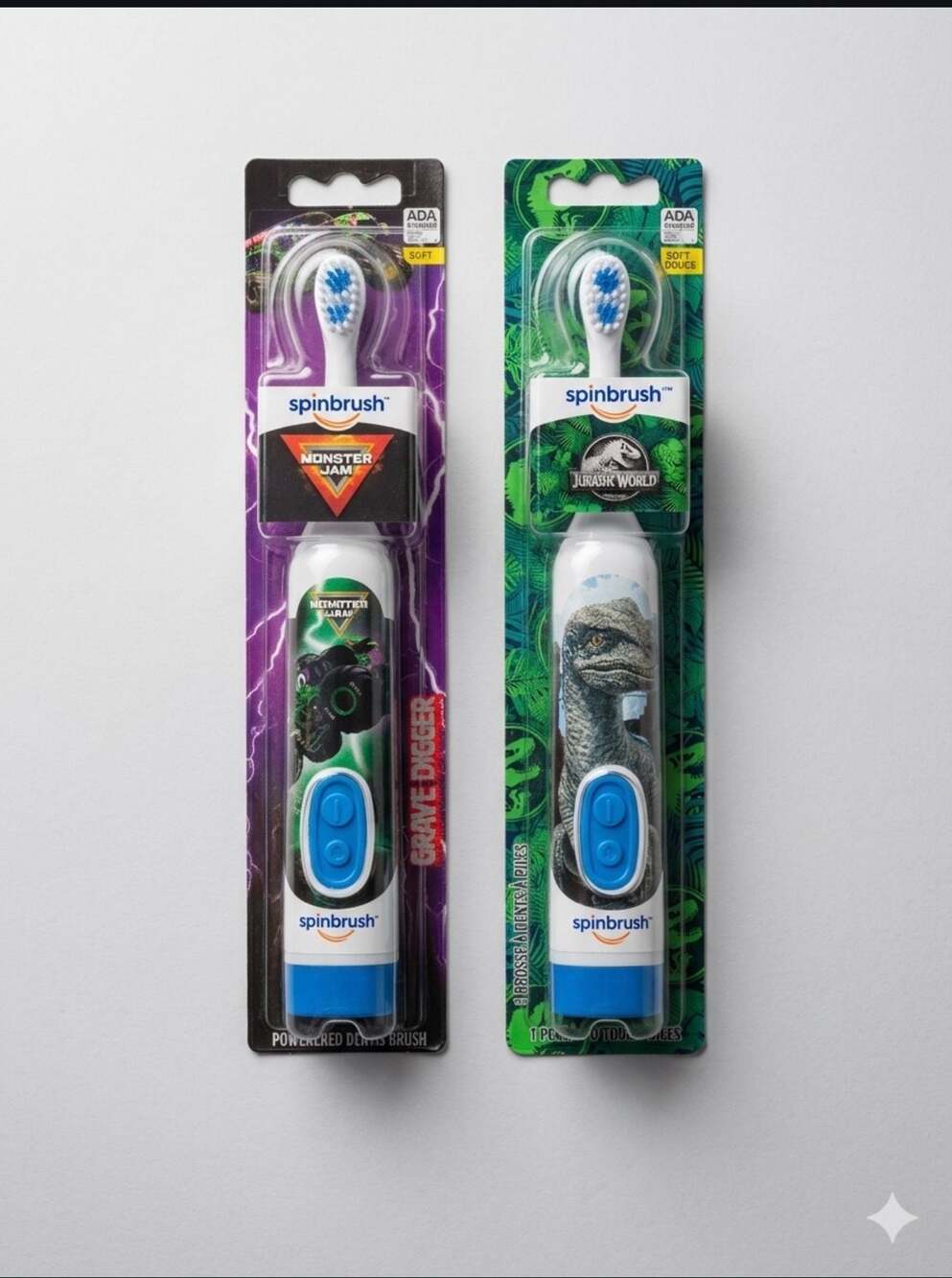 Spinbrush Kids Battery-Powered Toothbrush Lot of 2, Monster Jam Grave Digger and